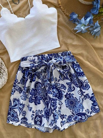 Bohemian Solid Top with Shorts