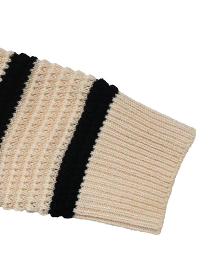 Women's Beige Nowi Women Striped Pullover Blend Regular Fit