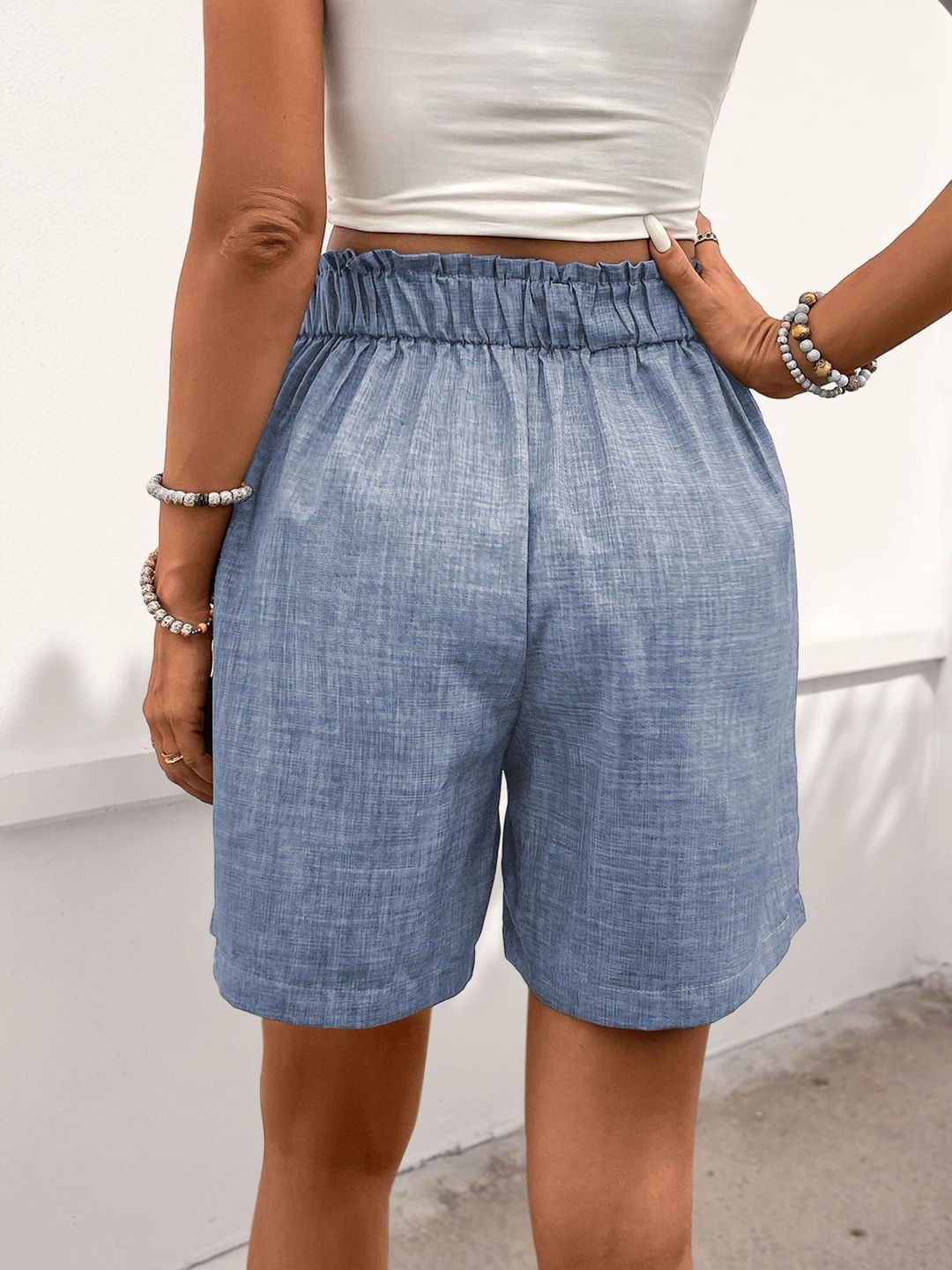 Women High-Rise Linen Fashion Shorts