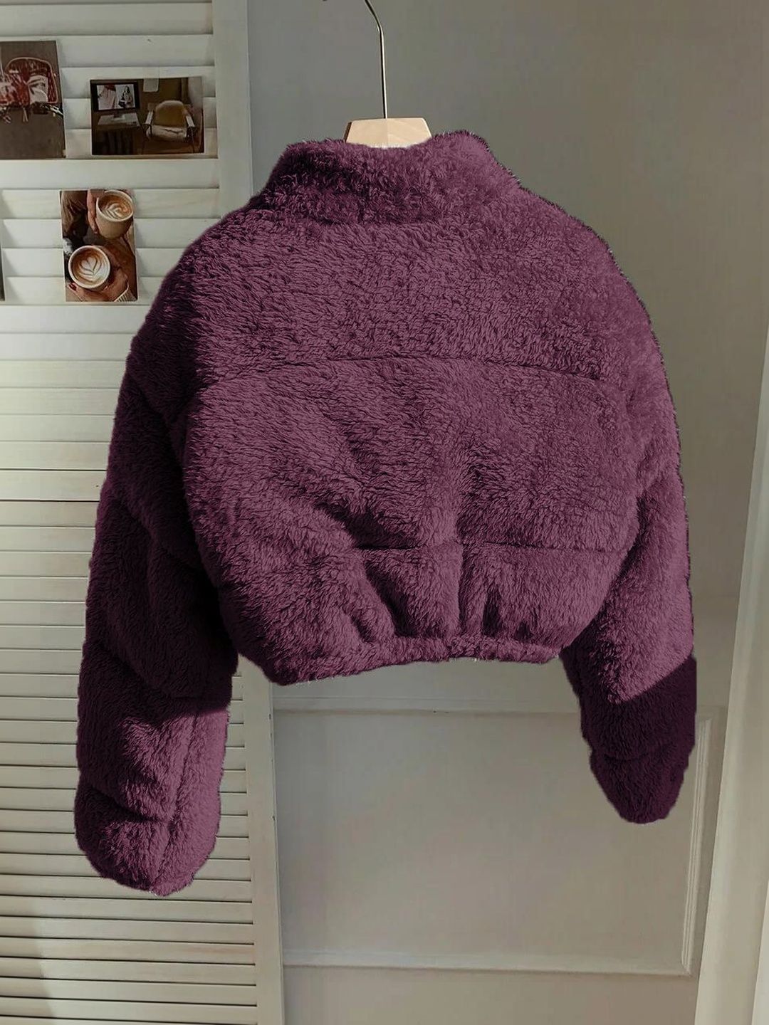 NOWI Women Woollen Crop Puffer Jacket
