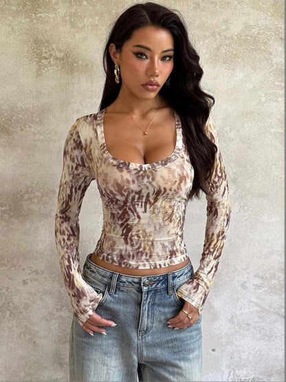 Print Crop Top Printed - Nowi Korean Fashion