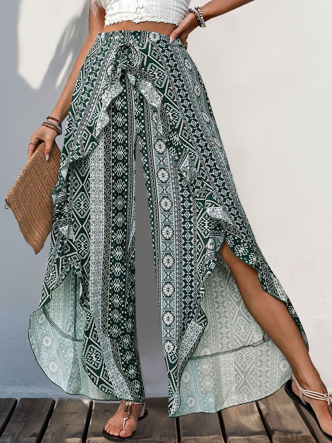 Women Ethnic Motifs Printed Non Iron Trousers