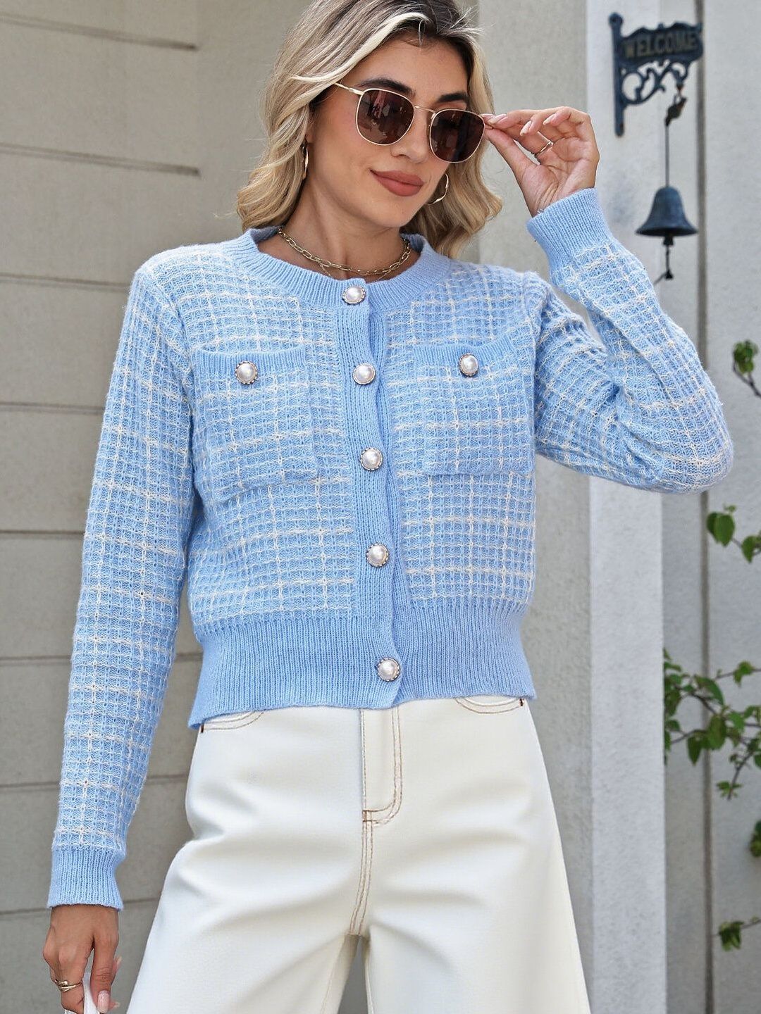 Women Checked Cardigan