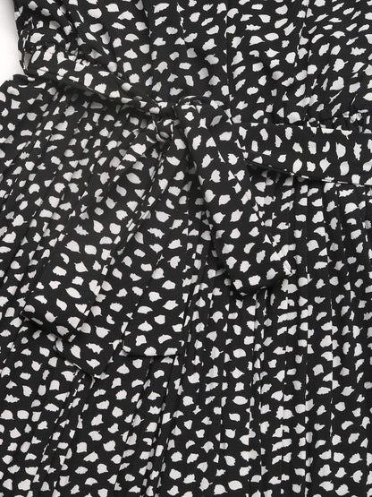 Women's Black Print Fit & Flare Midi Dress Blend Printed