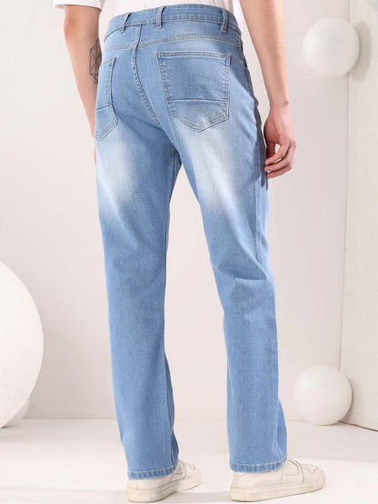 Men Straight Fit Mid-Rise Light Fade Jeans