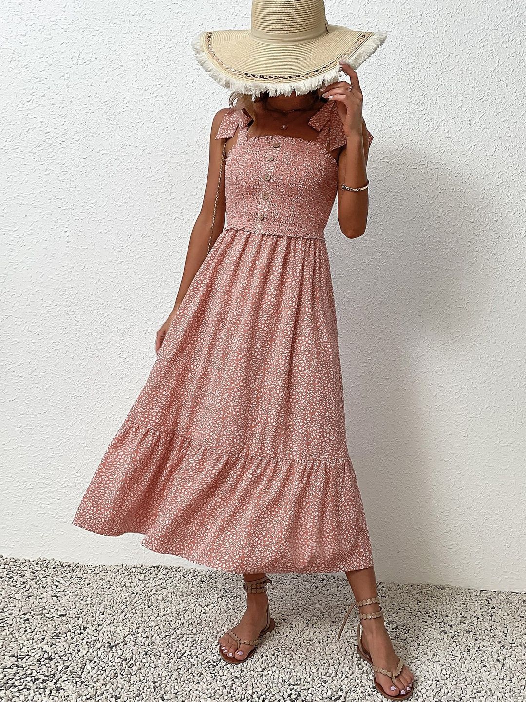 Floral Print A-Line Midi Dress
