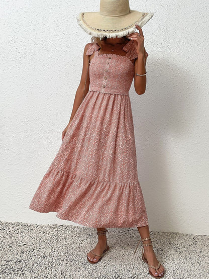 Floral Print A-Line Midi Dress