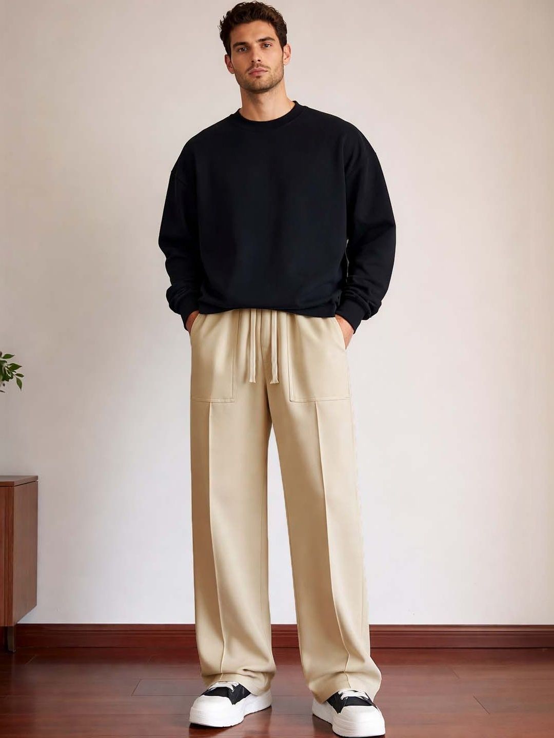 Men Wrinkle Free Pleated Trousers