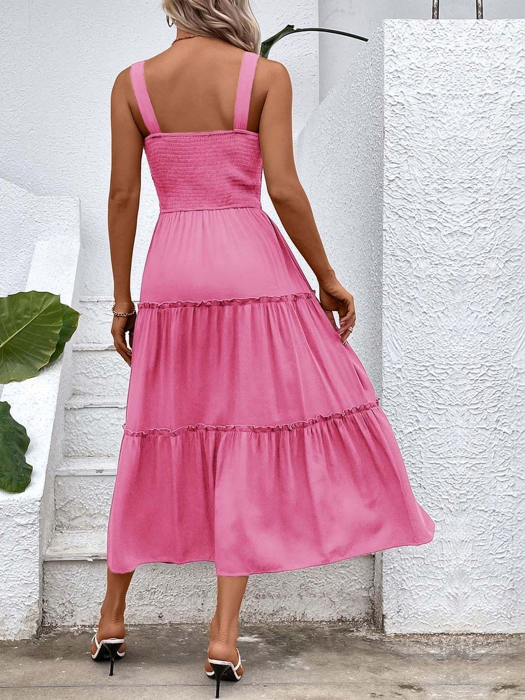 Women's Pink Fit & Flare Midi Dress Blend