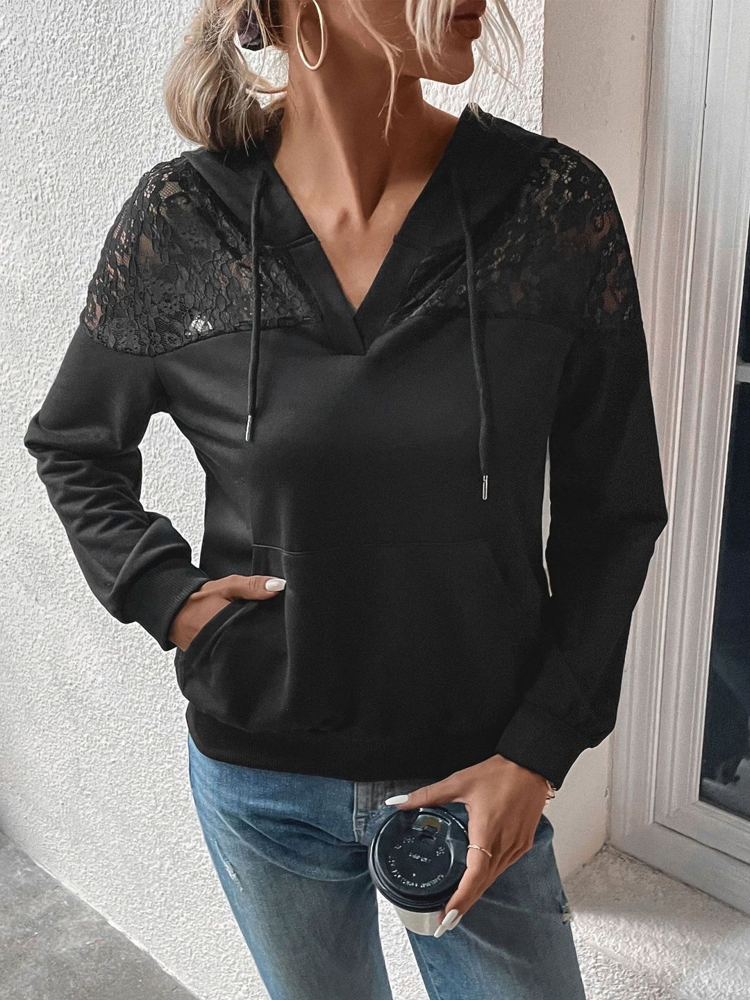 Women Colourblocked Hooded Sweatshirt