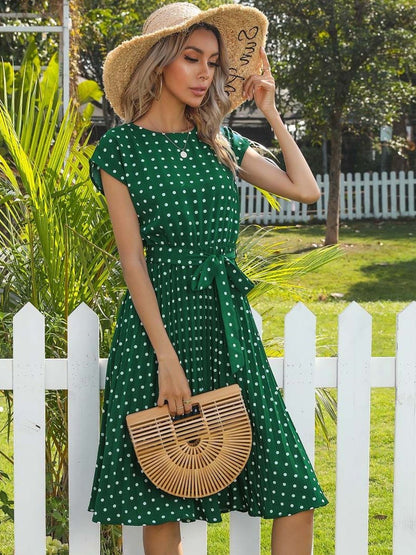 NOWI Polka Dot Print Fit & Flare Midi Dress