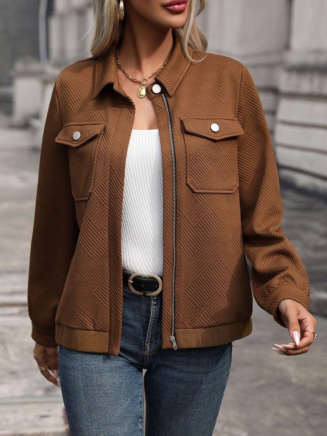 Open Front Jacket - Nowi Korean Fashion
