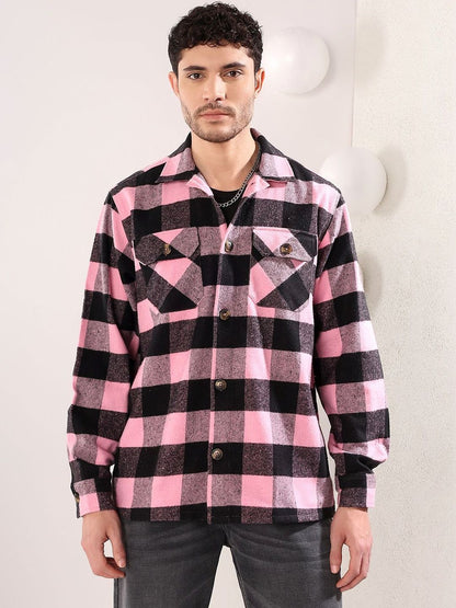 Checked Spread Collar Shackets