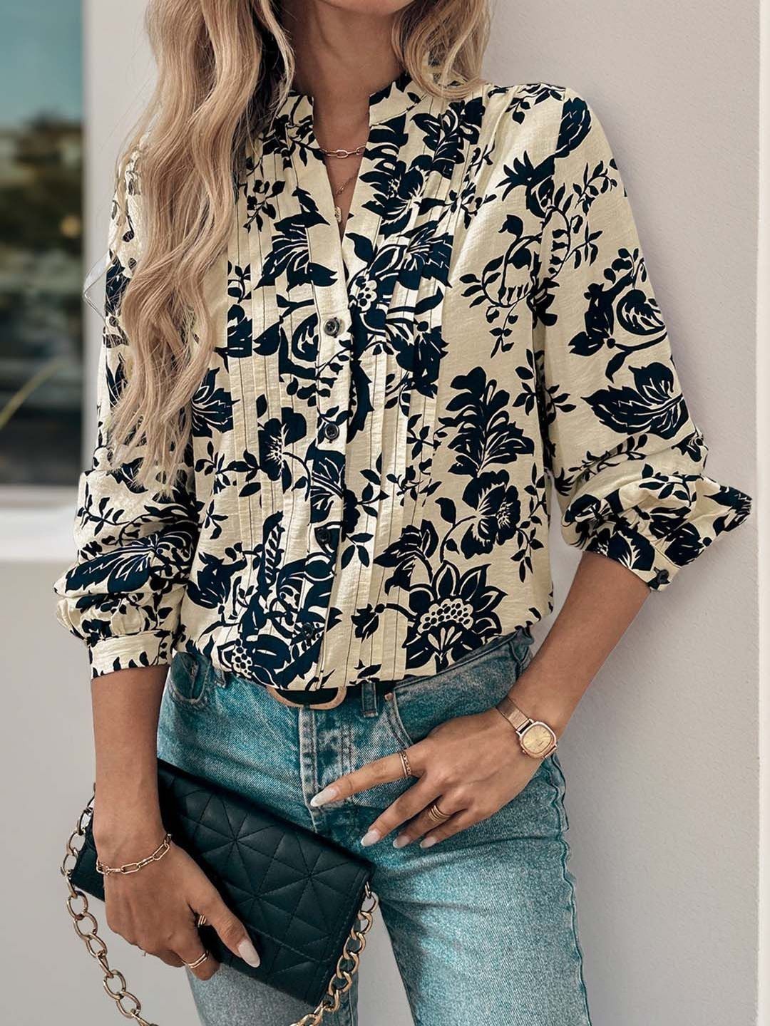 NOWI Women Floral Printed Casual Shirt