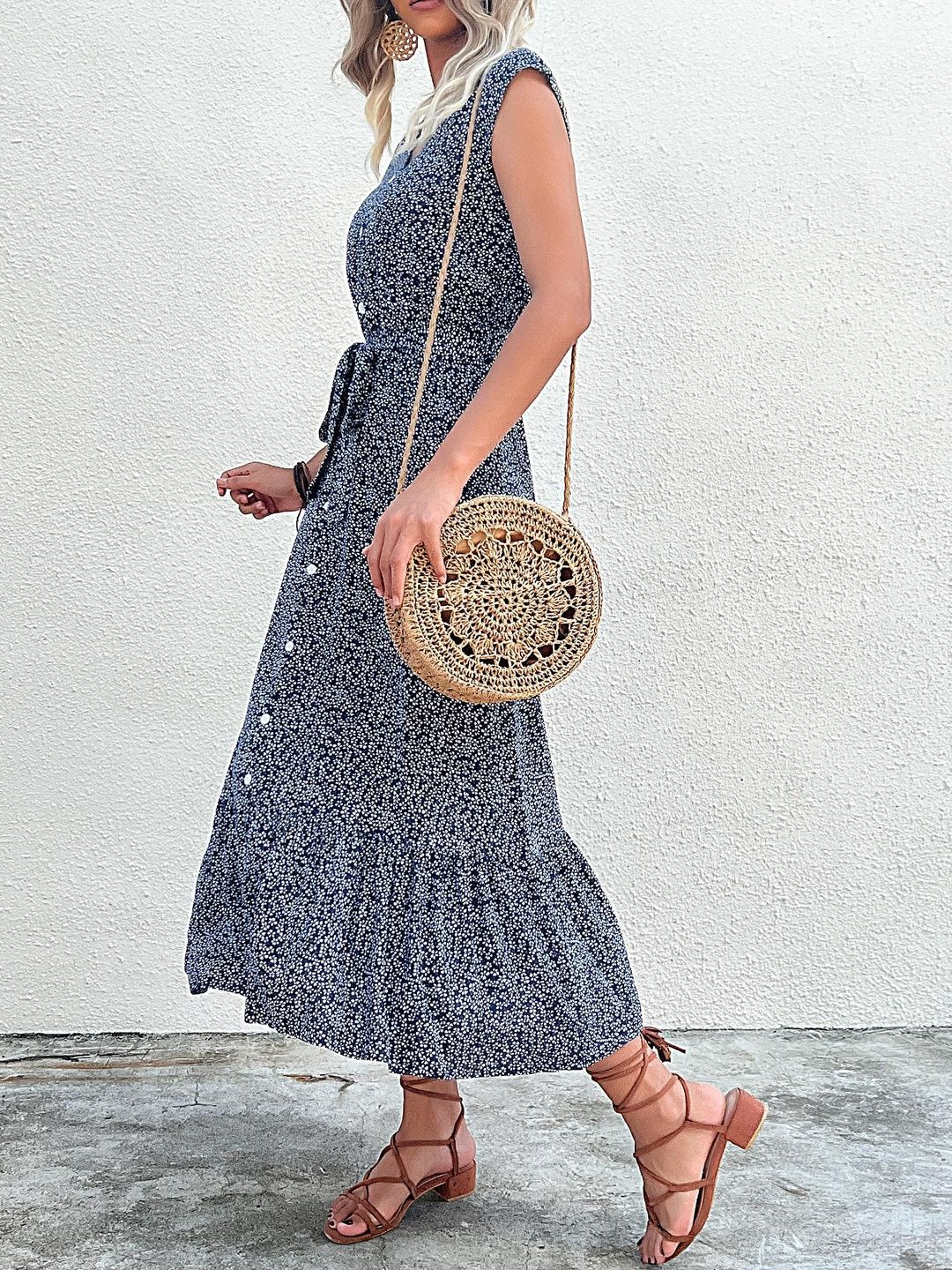 Floral Print Fit & Flare Midi Dress