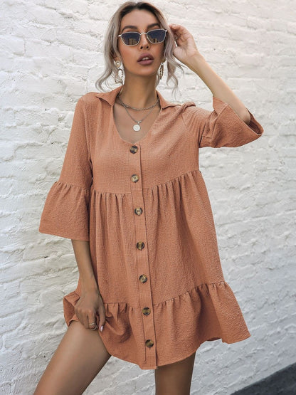 Bell Sleeve A-Line Mini Dress