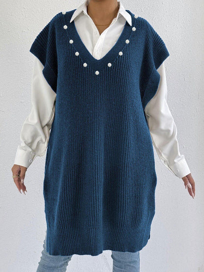 Women Ribbed Longline Sweater Vest