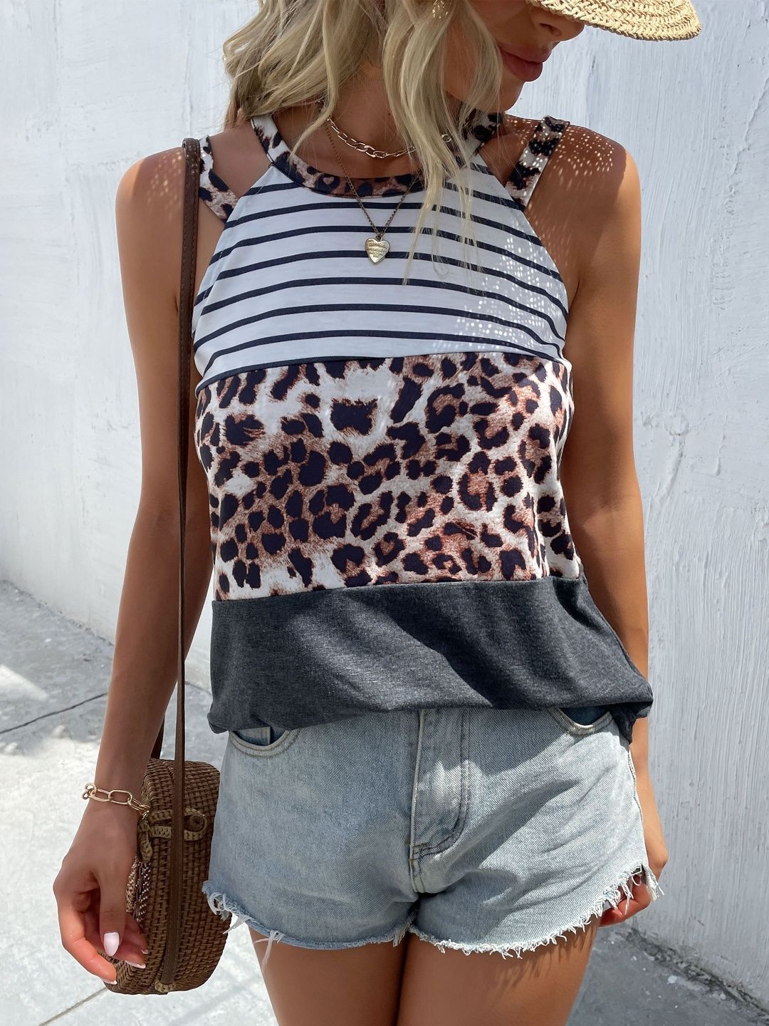 Animal Colourblocked Cotton Top