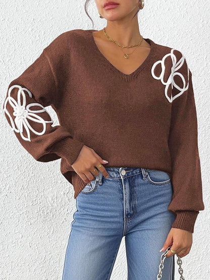Women Floral Pullover with Embroidered Detail