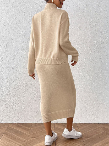 Knitted Solid Sweater with Skirt