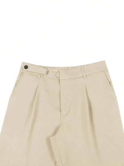 Men Straight Fit Wrinkle Free Pleated Trousers