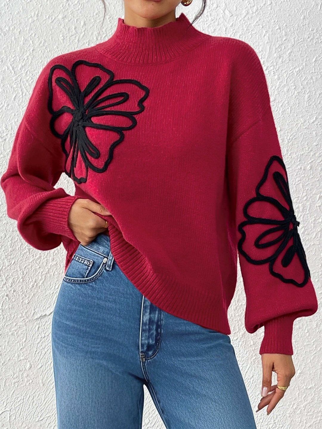 Women Embroidered Pullover with Embroidered Detail