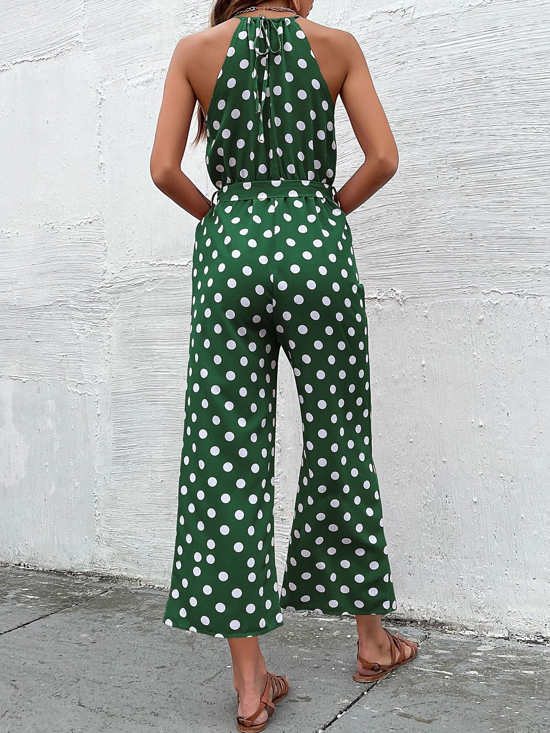 Halter Neck Printed Basic Jumpsuit