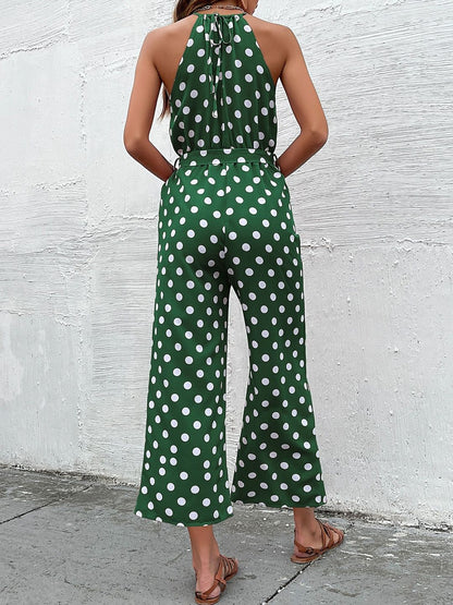 Halter Neck Printed Basic Jumpsuit