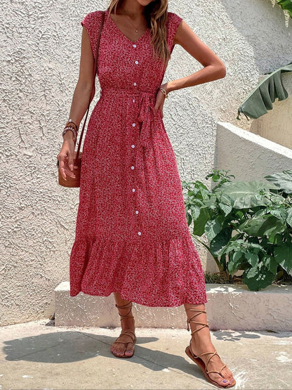 Floral Print A-Line Midi Dress