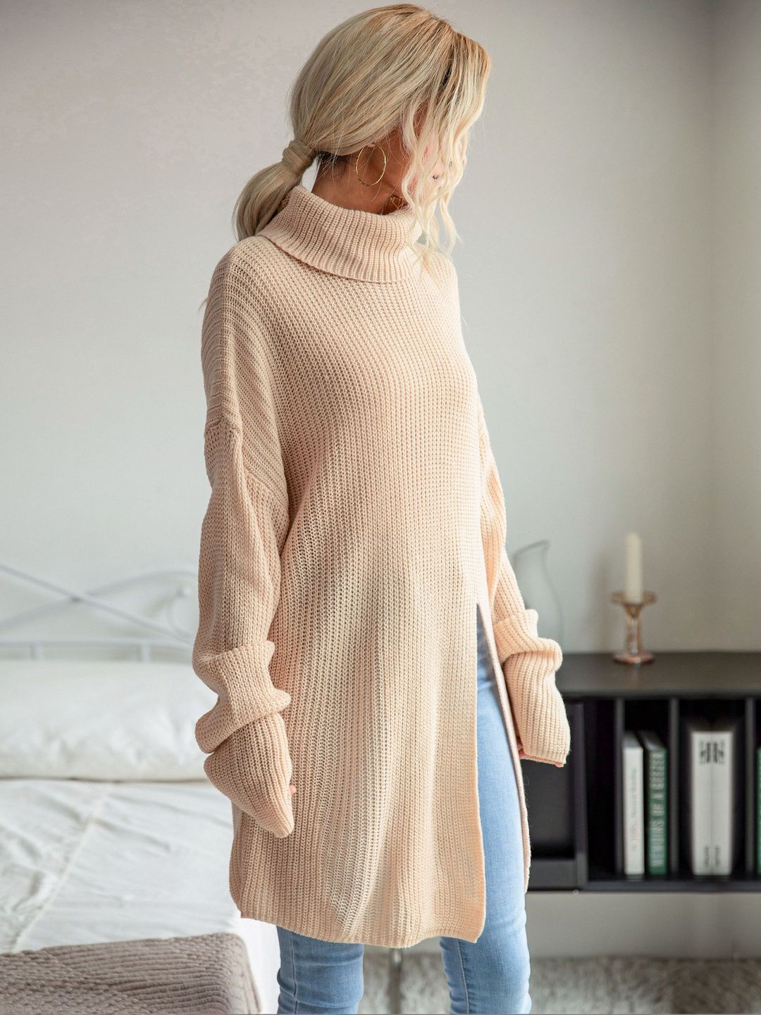 Women's Beige Nowi Women Longline Pullover