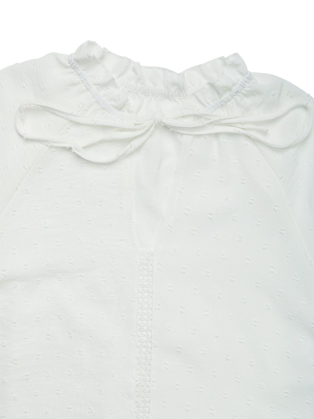 Women's White Tie-Up Neck Cotton Top