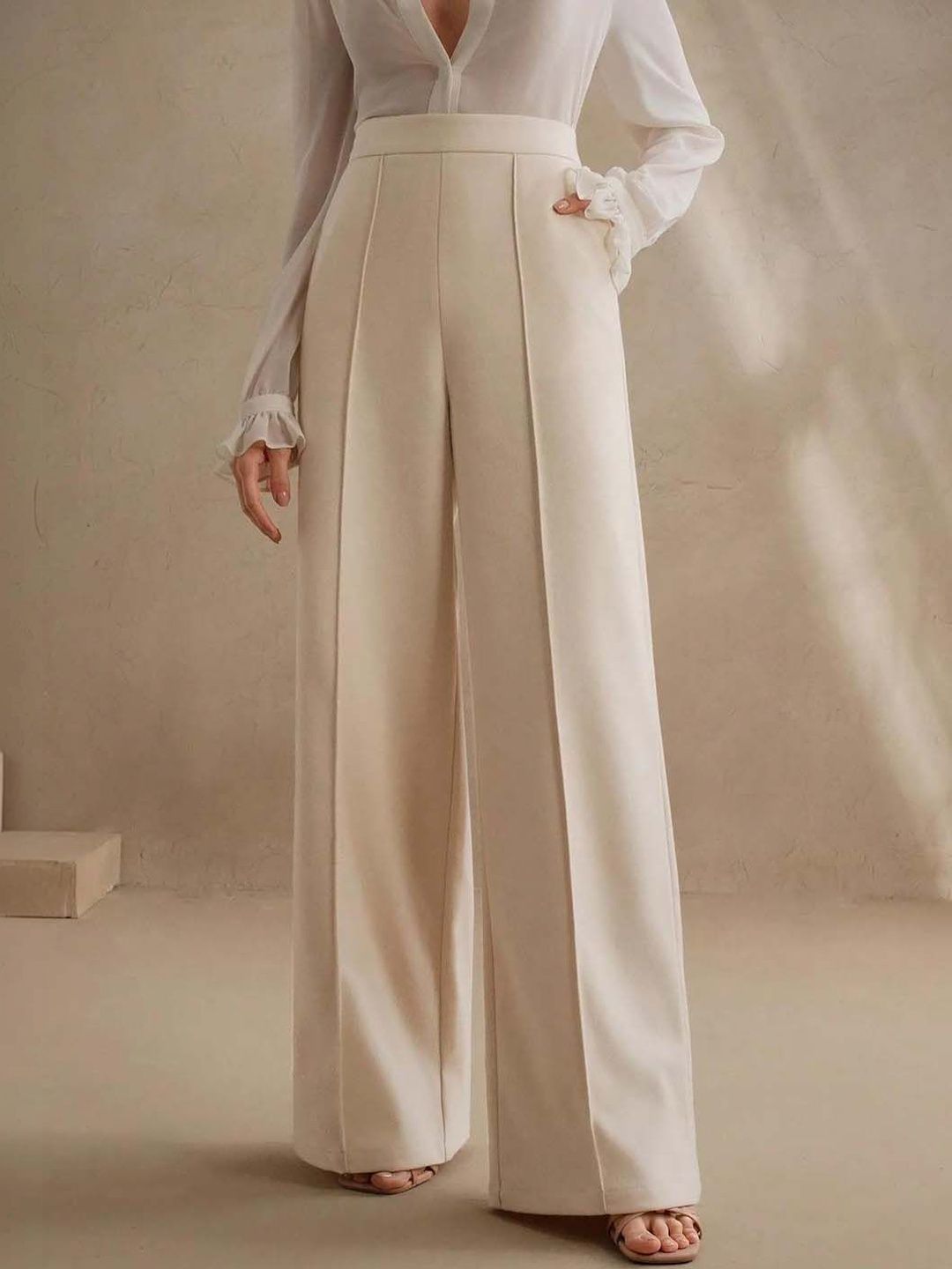 Women Straight Fit High-Rise Trousers