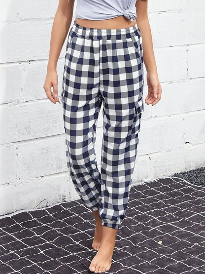 Women Checked Cargos Trousers