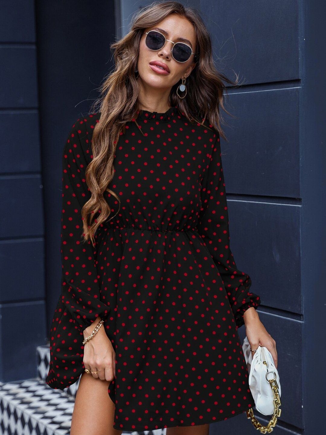 Polka Dot Print Fit & Flare Dress