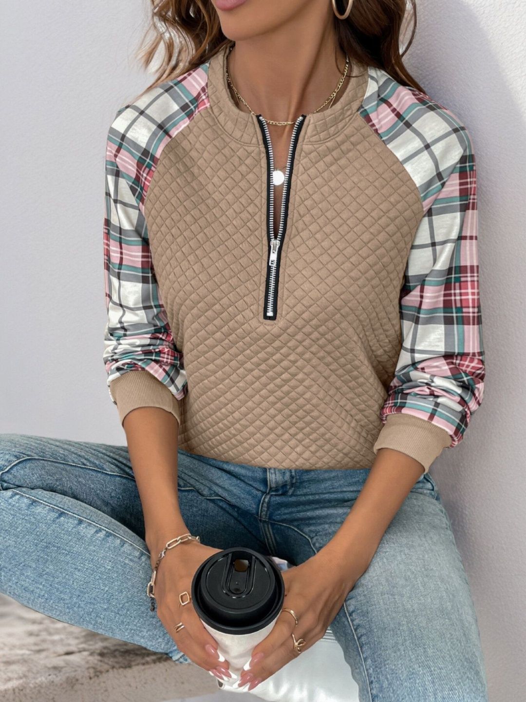 Women Colourblocked Hooded Sweatshirt