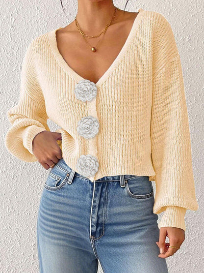 Women Ribbed Crop Cardigan