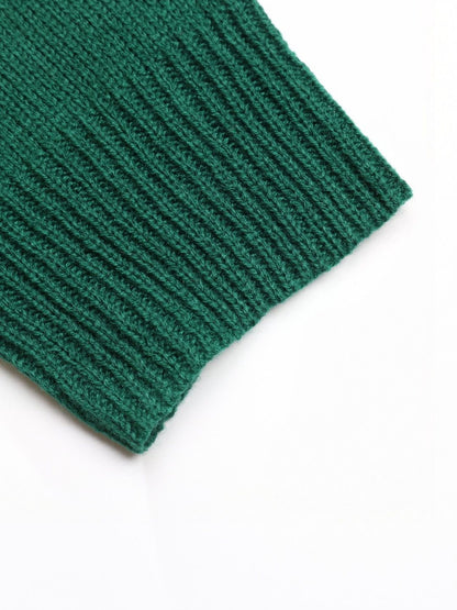 Women's Green Colourblocked Pullover