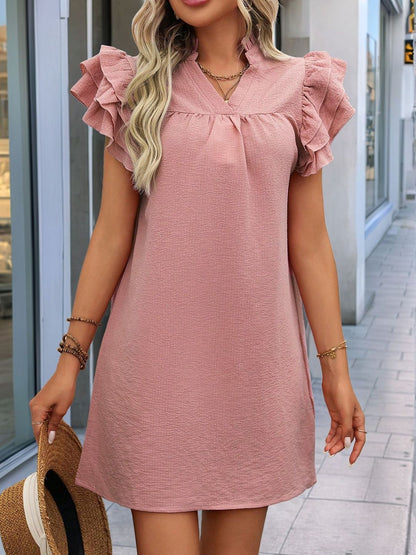 Flutter Sleeve Ruffled Dress