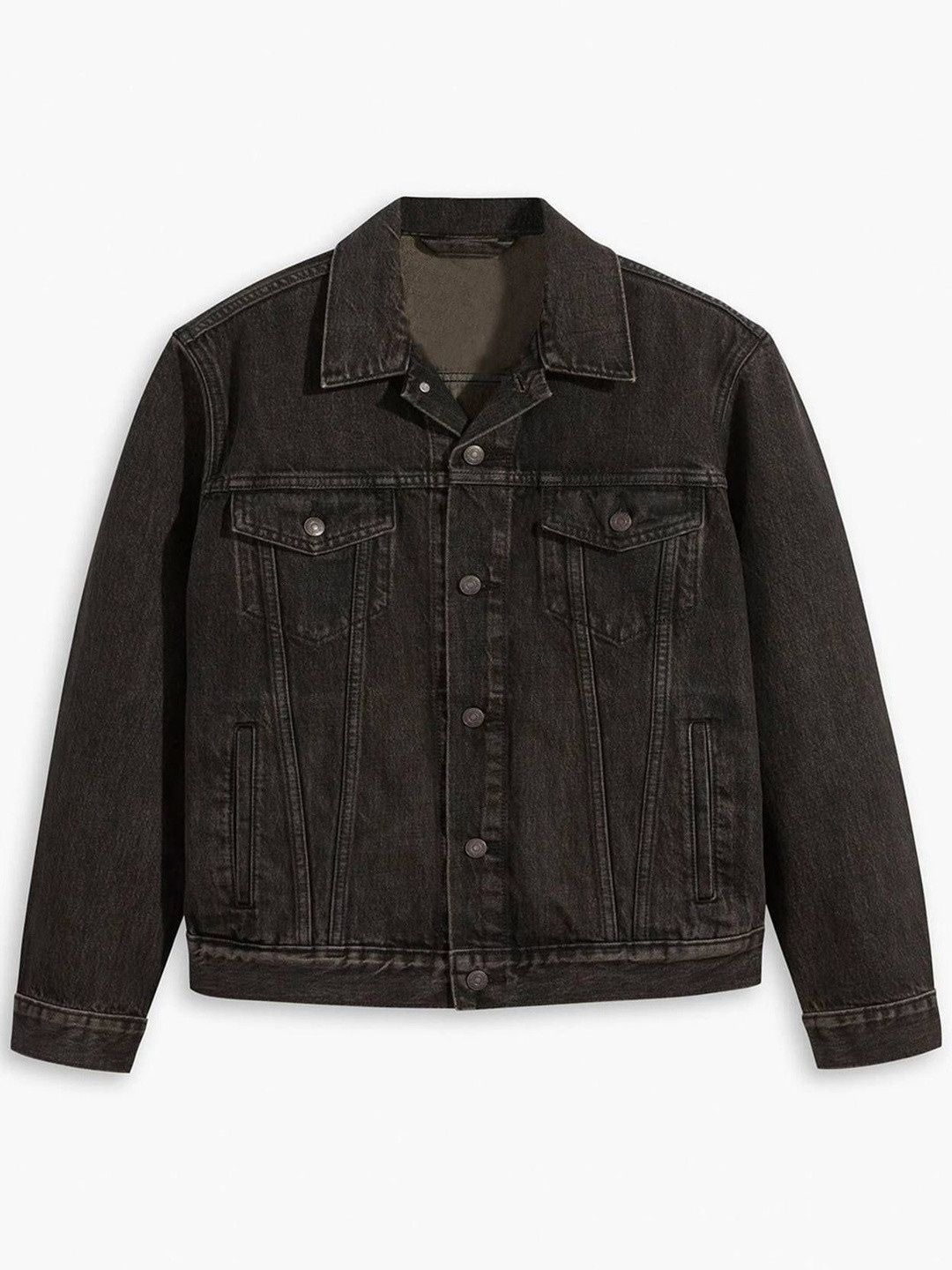 Men Regular Fit Solid Denim Jacket