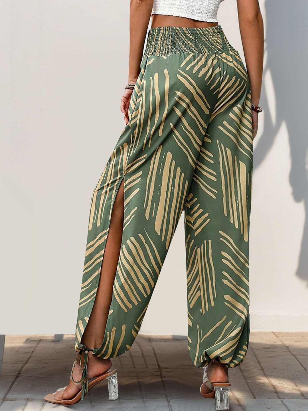 Women Printed Loose Fit Non Iron Trousers