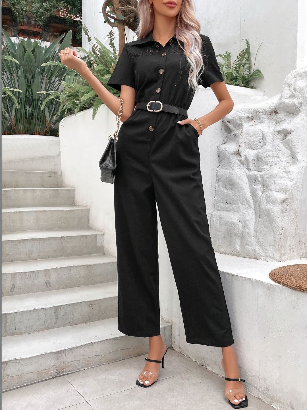 Basic Jumpsuit with Embellished