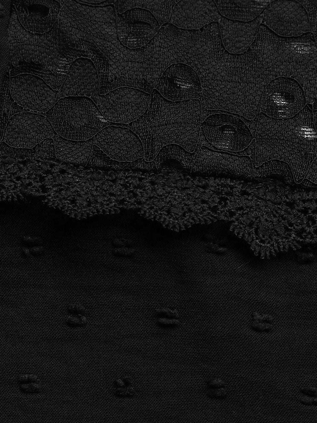Women's Black Cotton Top Printed Regular Fit