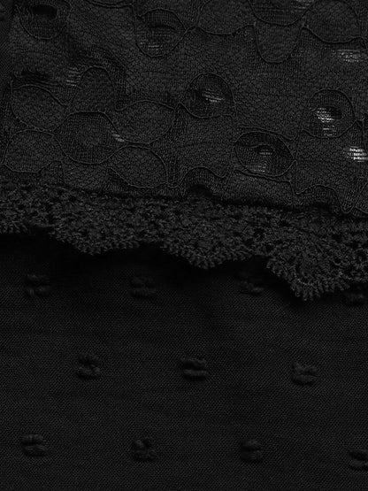 Women's Black Cotton Top Printed Regular Fit