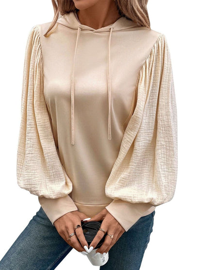Hooded Sweatshirt in Beige Cotton Style 108 - Nowi Korean Fashion