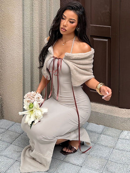 NOWI Off-Shoulder Bodycon Maxi Dress