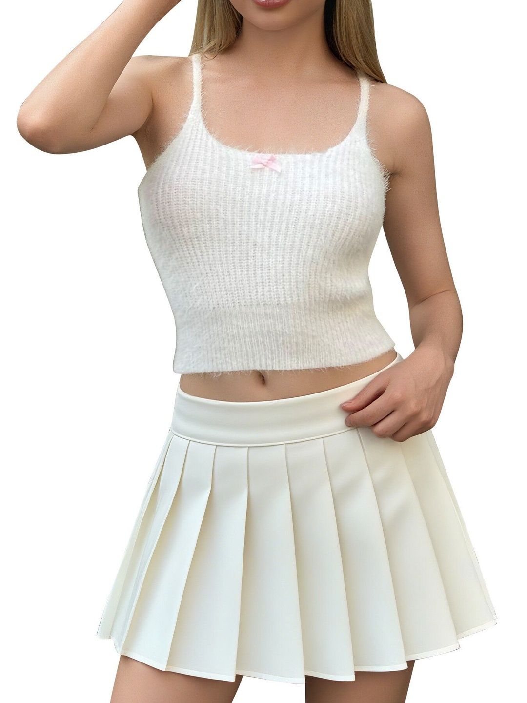 NOWI Ribbed Crop Pullover with Fuzzy Detail - Nowi Korean Fashion
