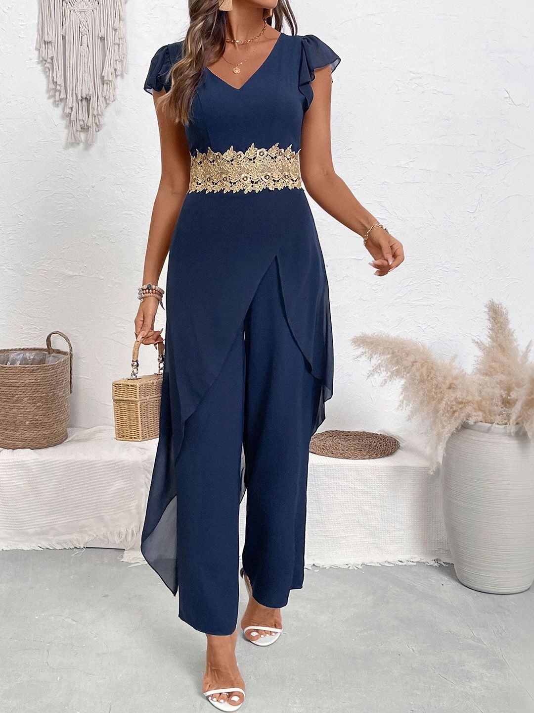 Basic Jumpsuit with Embellished
