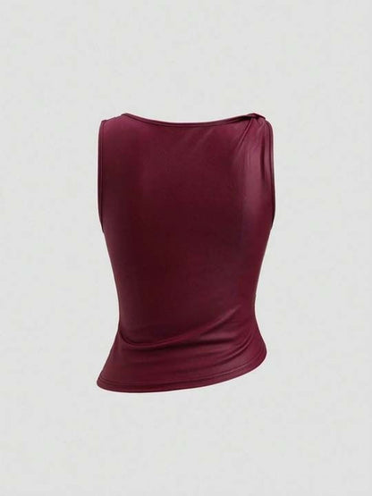 Cowl Neck Sleeveless Cotton Top