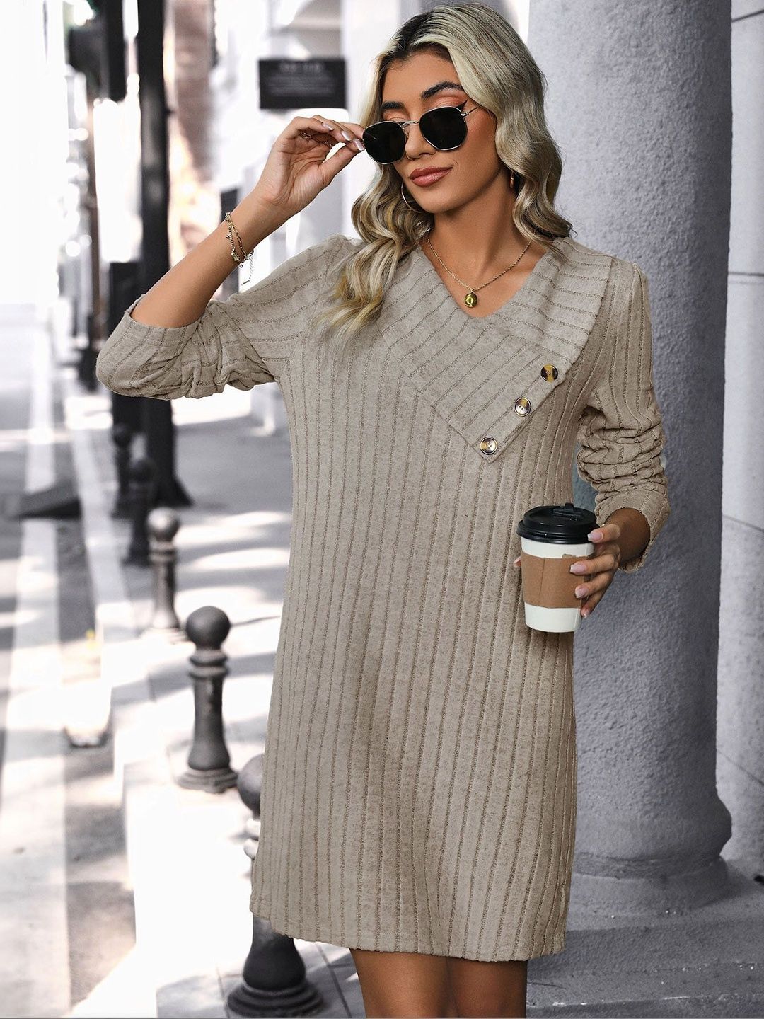 Women's Beige Sheath Dress