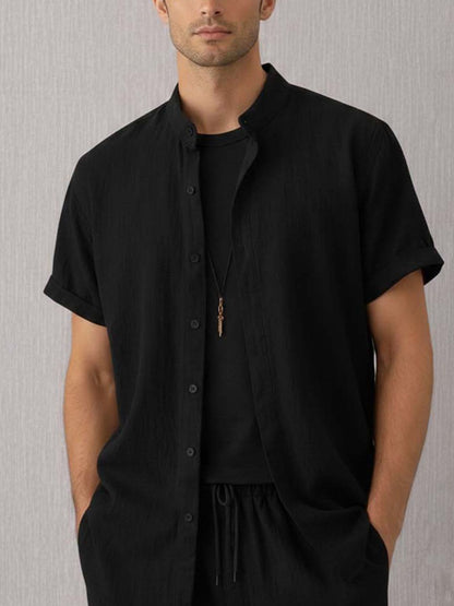 Men Solid Shirt & Trouser Co-Ord Set